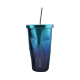Stainless Steel Dazzle Cup With Straw - Blue